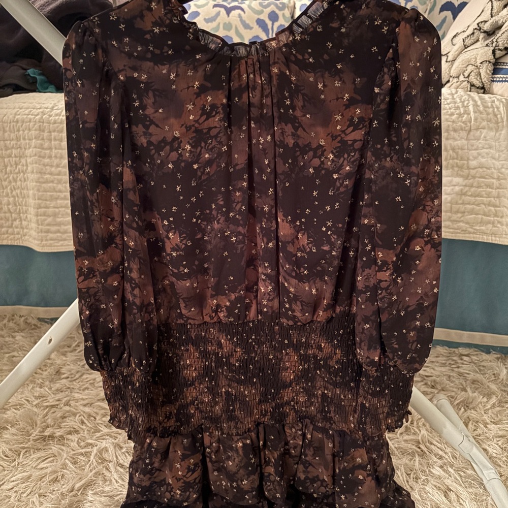 Amanda Uprichard Black and Brown Mini Dress